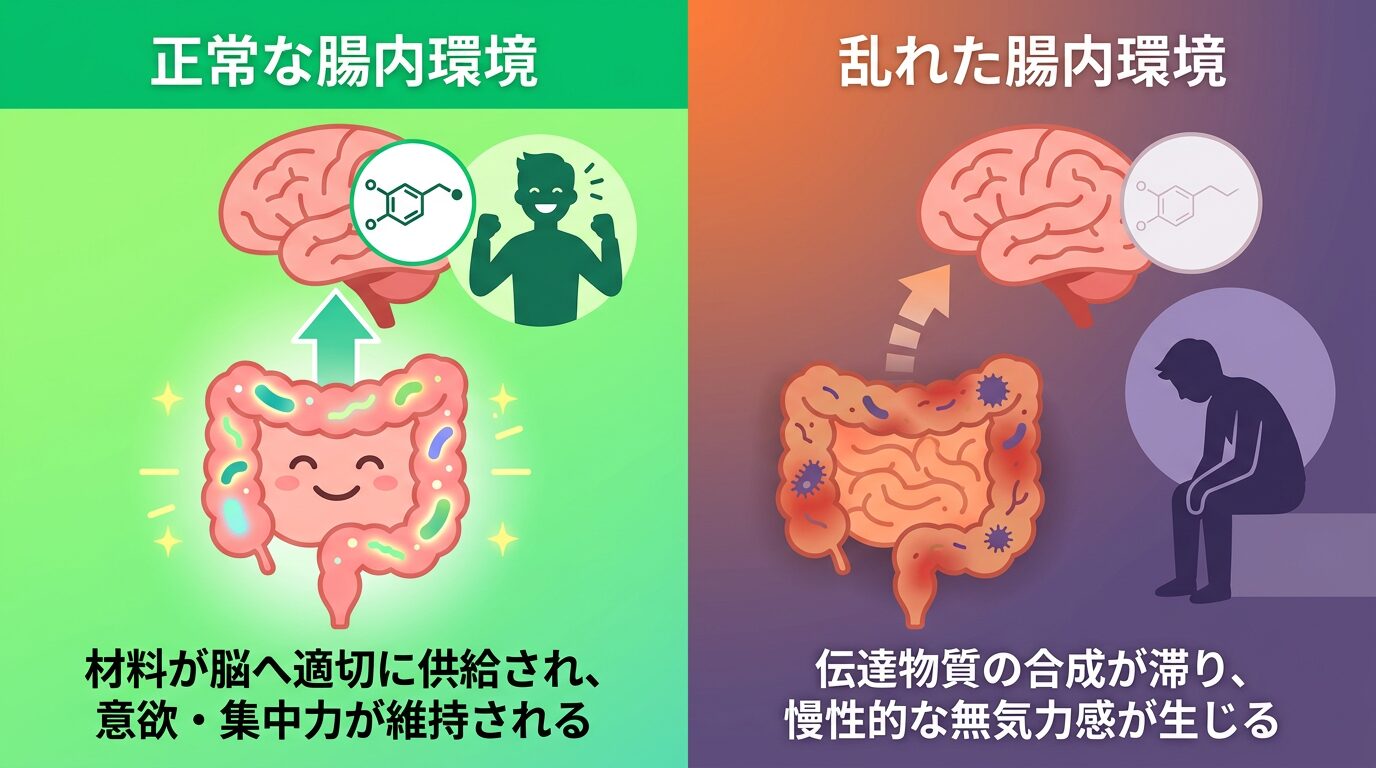 ドーパミン生成と腸内環境の相関図
